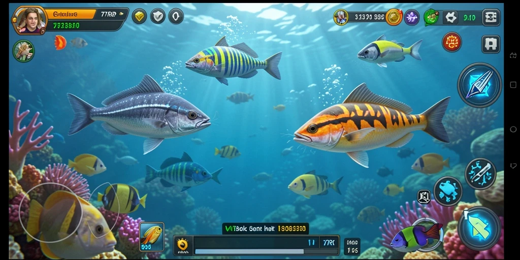 Tampilan gameplay menarik dari 77RP saat berburu ikan.