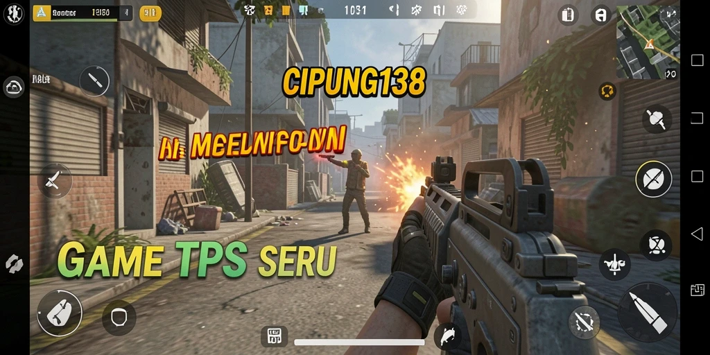 Screenshot menunjukkan aksi mendebarkan dalam game TPS.