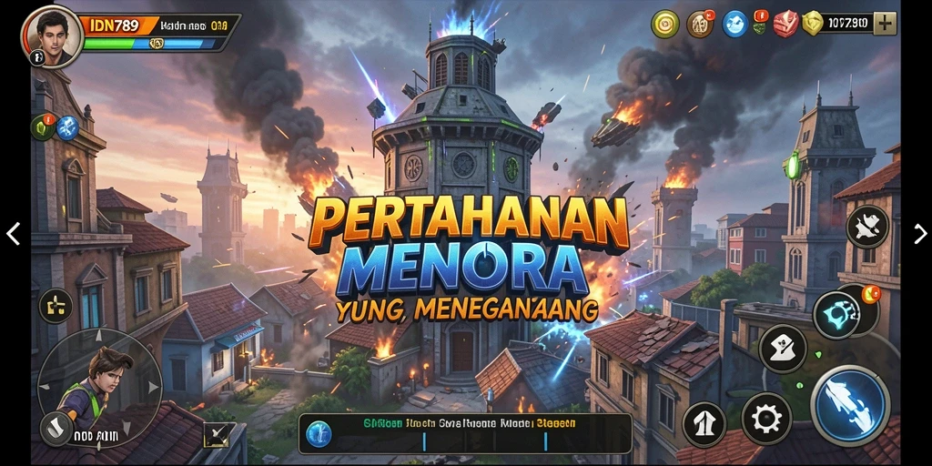 Gambar menunjukkan pertarungan menegangkan dalam IDN789 Tower Defense.