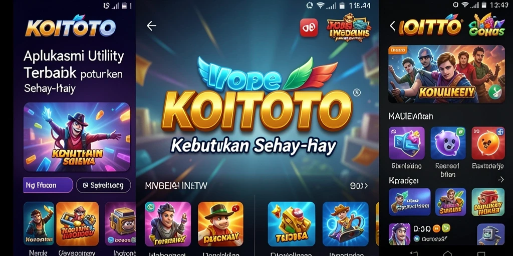 Tampilan aplikasi KOITOTO dengan berbagai fitur utility.