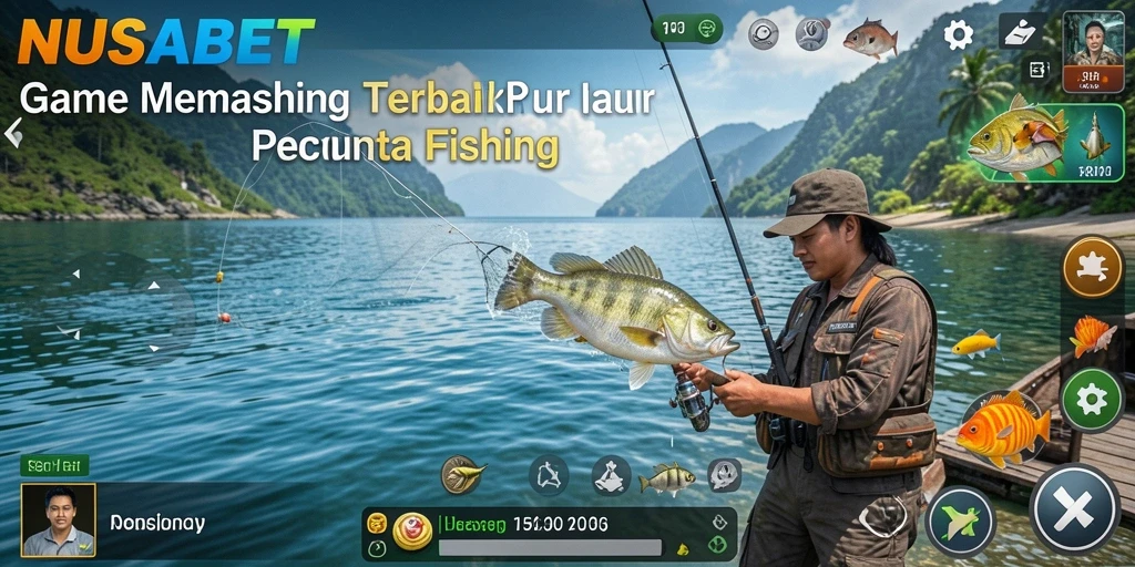 Tampilan gameplay NUSABET yang seru dan menantang saat memancing.