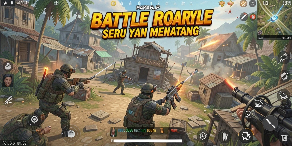 Screenshot gameplay PAKARJP dengan aksi Battle Royale yang intens.