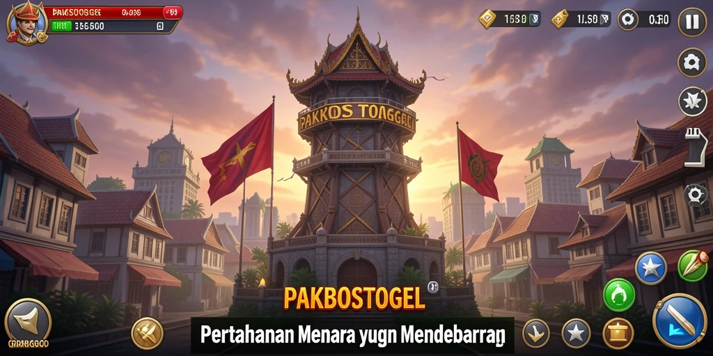Tampilan gameplay seru dari PAKBOSTOGEL yang menunjukkan strategi Tower Defense.