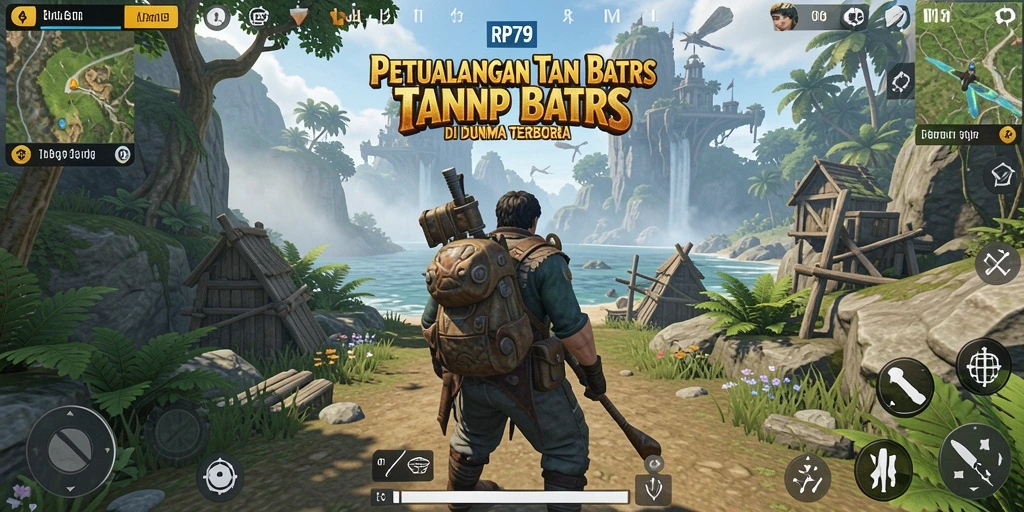 Tangkapan layar gameplay RP79 dengan petualangan eksplorasi dunia terbuka.