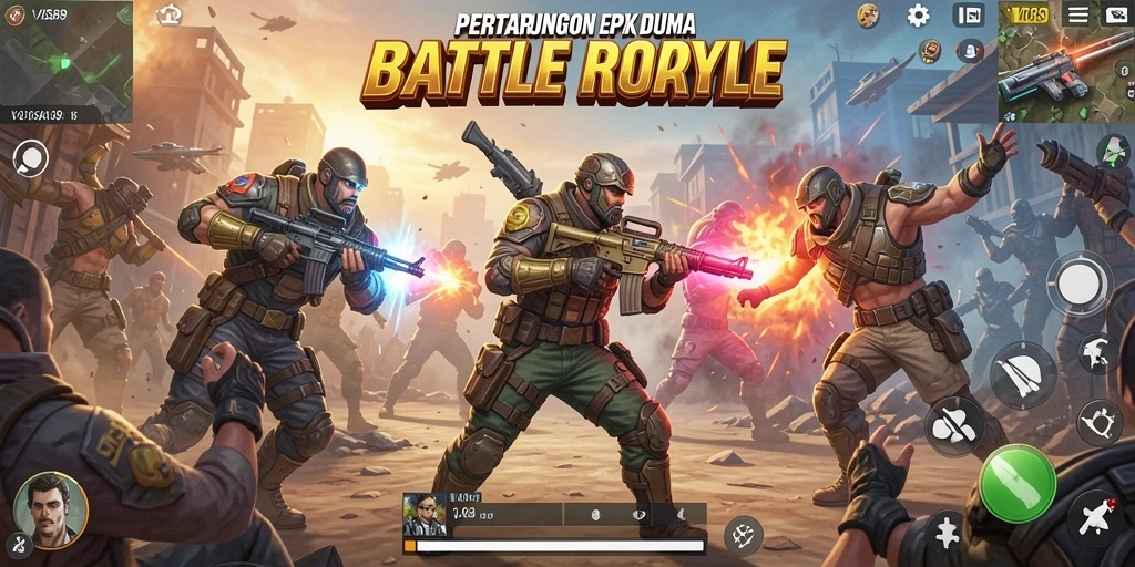 Tangkapan layar gameplay intens dari VISA89 di arena Battle Royale.
